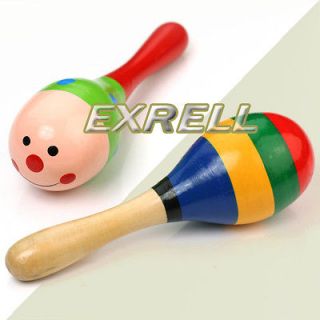 Wooden Maraca Rattles Kid Musical Instrument Party Favour Child Baby 