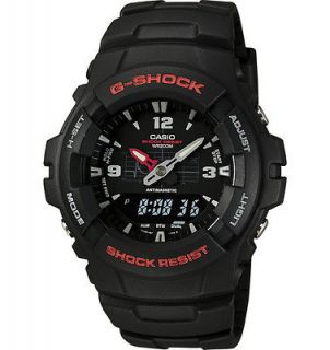 Casio G Shock 200 Meter WR Black Resin Watch, Low Ship, G100 1BV