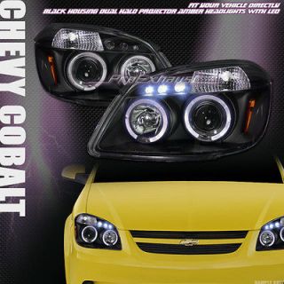 BLACK DRL LED HALO RIMS PROJECTOR HEAD LIGHTS LAMPS SIGNAL 05 10 CHEVY 