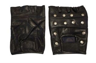   mens leather gloves fingerless motorcycle biker studded multi purpose