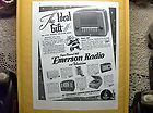   Print Ad Emerson Table Portable Tube Type Radio Phono TV Americana Art