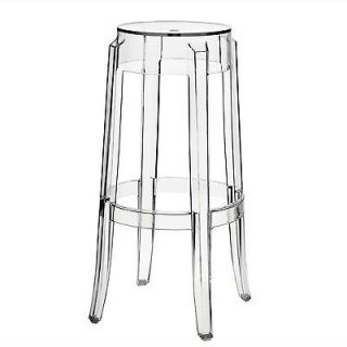 New Modern Clear Acrylic Lucite Charles Ghost Bar Size Counter Stool