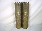   WW1 75mm Trench Art Shell Case Vases With Roses, Souvenir St. Quentin