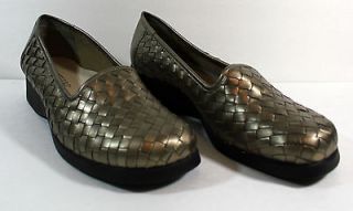 TROTTERS VIVA GOLD PEWTER WOVEN LEATHER LOAFERS CASUAL SHOES SIZE 12 