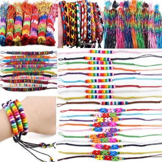 300pc Wholesale Lots Rainbow Silk Macrame Hand weave Friendship 