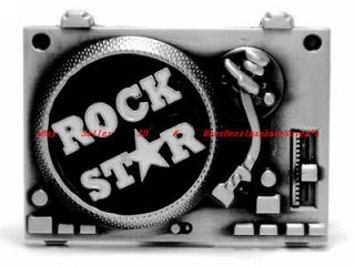 BBG1558J ROCK STAR CLASSIC RECORD PLAYER PHONOGRAPH BELT BUCKLE
