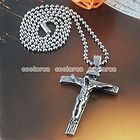   Silvery Stainless Steel Crucifixion Cross Pendant Chain Necklace