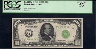 KD 1928 $1000 OneThousand Dollar Bill PCGS 53 G29 Federal Reserve Note 