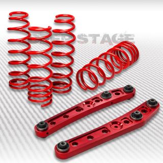 REAR LOWER CONTROL ARM+1.75 DROP LOWERING SPRING RED 92 95 CIVIC/90 