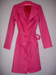 Gasp by Emanuella Salmon Pink Belted Trench Coat Jacket Size Small 