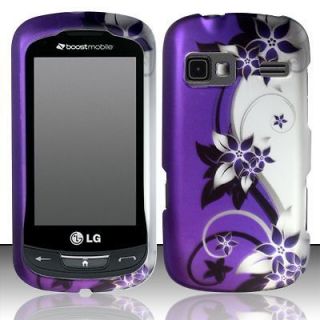 For AT&T LG Xpression Rubberized HARD Case Phone Cover Purple Silver 
