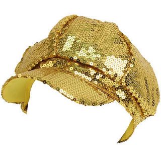   Shiny Flashy Dance Party Newsboy Cabby Hat Ball Cap Gold 56cm S