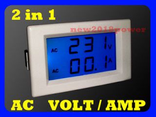 AC 300V 100A Blue Lcd Digital Dual Panel Volt Amp Combo Meter +CT No 