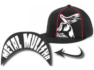 METAL MULISHIA CLIP BLACK RED FLAT BILL FLEX FIT HAT CAP NEW RARE L/XL