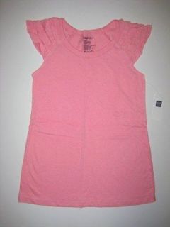 GAP KIDS Girl M 8 L 10 Pink Coral Ruffles Tunic Top Shirt Cap Sleeve 