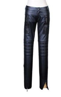 Punk Rock Gothic Black PU Leather Trousers Pants from Punk Rave S
