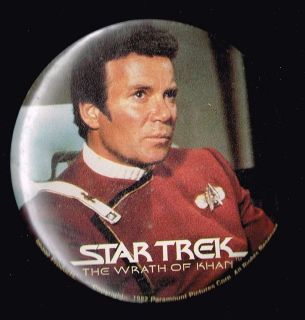 Star Trek II Wrath Of Khan Movie Button Pin 1982 Captain Kirk