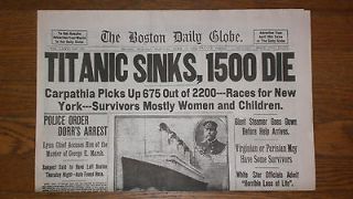 april 16 1912 boston globe titanic sinks photo newspaper time