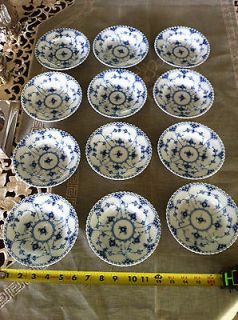 12  Vintage Royal Copenhagen Blue Fluted Full Lace bowls #1081