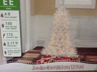White 4 Ft Pre Lit Indiana Spruce Christmas Tree Clear Lights.