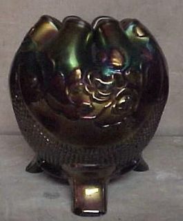 antique carnival glass rose bowl unsigned 
