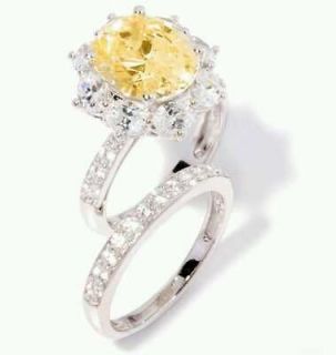 64ct Absolute CZ Occasions Canary Princess Frame 2 piece Ring 6