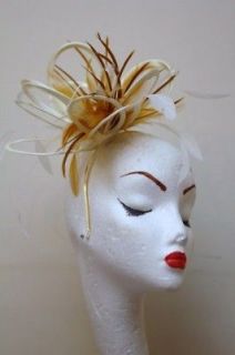 New Cream & Gold Fascinator Wedding Races Hat choose other colours 