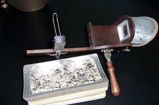Monarch Antique Stereoscope with 40 Viewing Cards 12 1/2 Excellent 