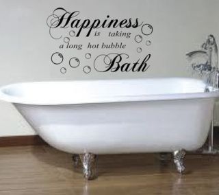 HAPPINESS IS A LONG HOT BATH Bathroom Wall Sticker Art Mural 