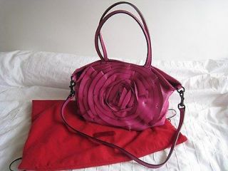 Auth Valentino Garavani Sharp Pink Leather Rose Petale Handbag Bag w 