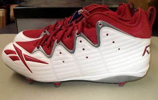 reebok instinct mid d men s fb cleats wht maroon sz 15