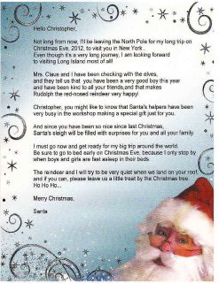 personalized letter from santa more options option 