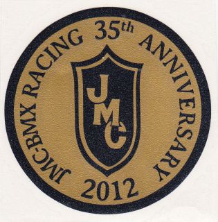   Gold JMC® BMX Racing 2012 35th Anniversary Vinyl Rub On Decal L@@K