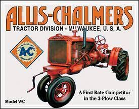 Allis Chalmers Model WC Farm Tractors Farming Vintage Advertising Tin 