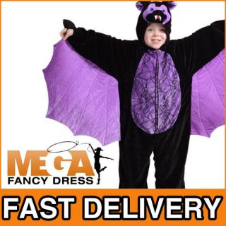 Kids Scary Bat Animal Halloween Fancy Dress Child Boys Girls Costume 