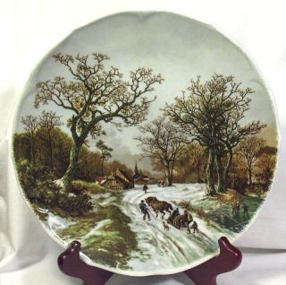 royal schwabap handecorated holland winter sleigh plate from canada 