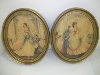 VINTAGE PAIR OF VICTORIAN OVAL WOOD PICTURE FRAMES WITH VICTORIAN 
