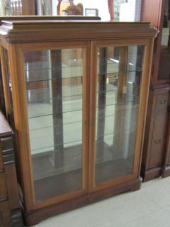 ANTIQUE MAHOGANY DISPLAY CABINET MIRRORED BACK REFINISHED 4 GLASS 