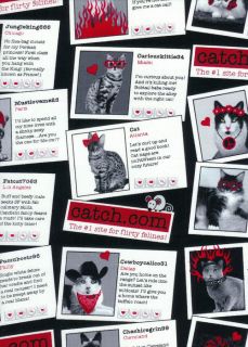 CAT PERSONAL ADS~KITTEN~RED,BLACK,WHITE~BY THE 1/2 YD~TIMELESS 
