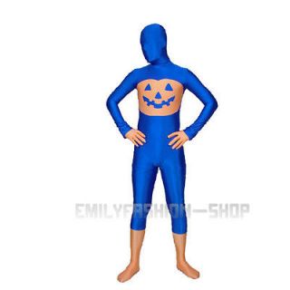 Full Body Lycra Spandex Fit Suit Halloween Pumpkin Zentai Party 