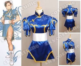 street fighter chun li cosplay costume chunli blue dress