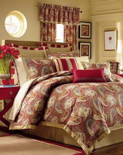 THREE (3) Croscill Home PONZIO Red Khaki Euro Pillow Shams NEW $180