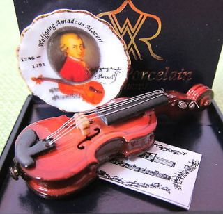   Miniature Reutter Porcelain Mozart Plate, Violin & Sheet Music 112