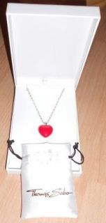 THOMAS SABO SILVER RED HEART PENDANT LOCKET NECKLACE CHAIN 14 INCHES