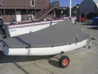 hobie one 14 sailboat boat mast up cover gray top