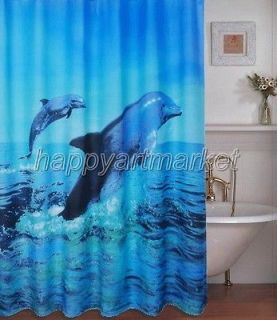   Animal Dolphin Pattern Bathroom Beautiful Fabric Shower Curtain hs052