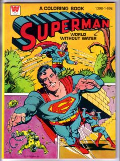 SUPERMAN COLORING BOOK, WORLD WITHOUT WATER, WHITMAN, 1980, UNUSED