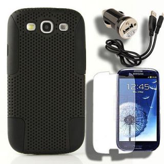 Case+Car Charger for Samsung Galaxy S 3 III S3 B Holster Black Pouch 