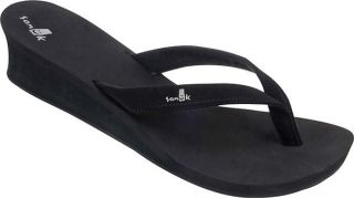 Sanuk Womens NEW Pay Raise SWS3002 BLACK Wedge Sandals Flip Flops 