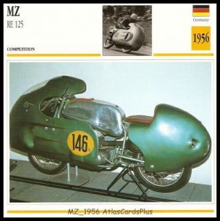 classic motorcycle card 1956 mz re 125 german racer time